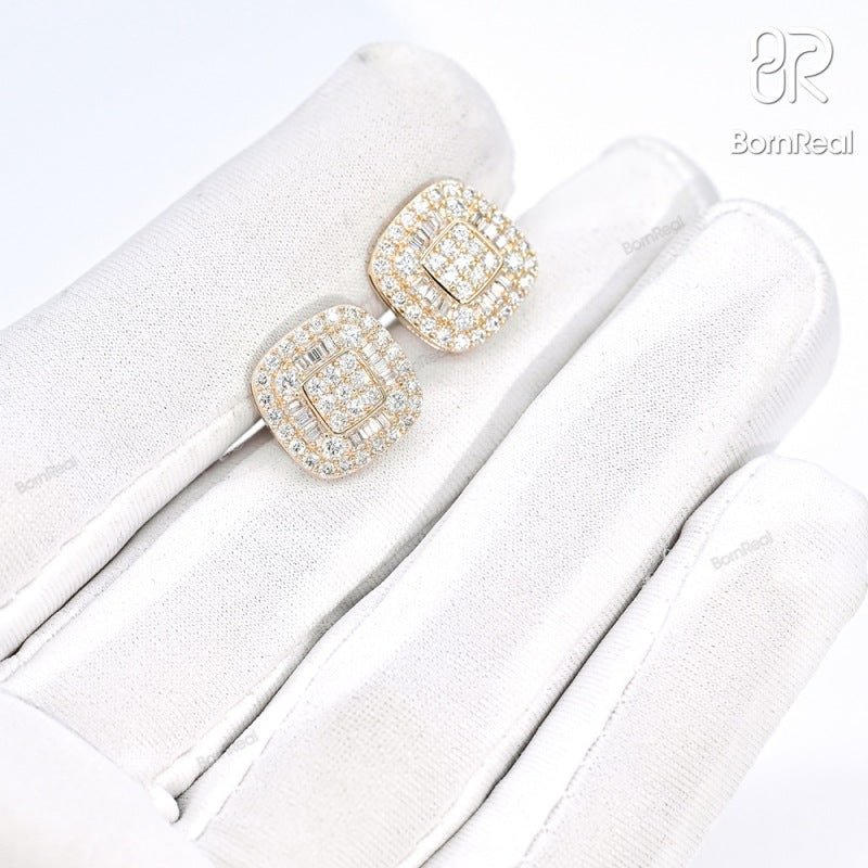 925 VVS Moissanite Square Stud Earrings For Gift