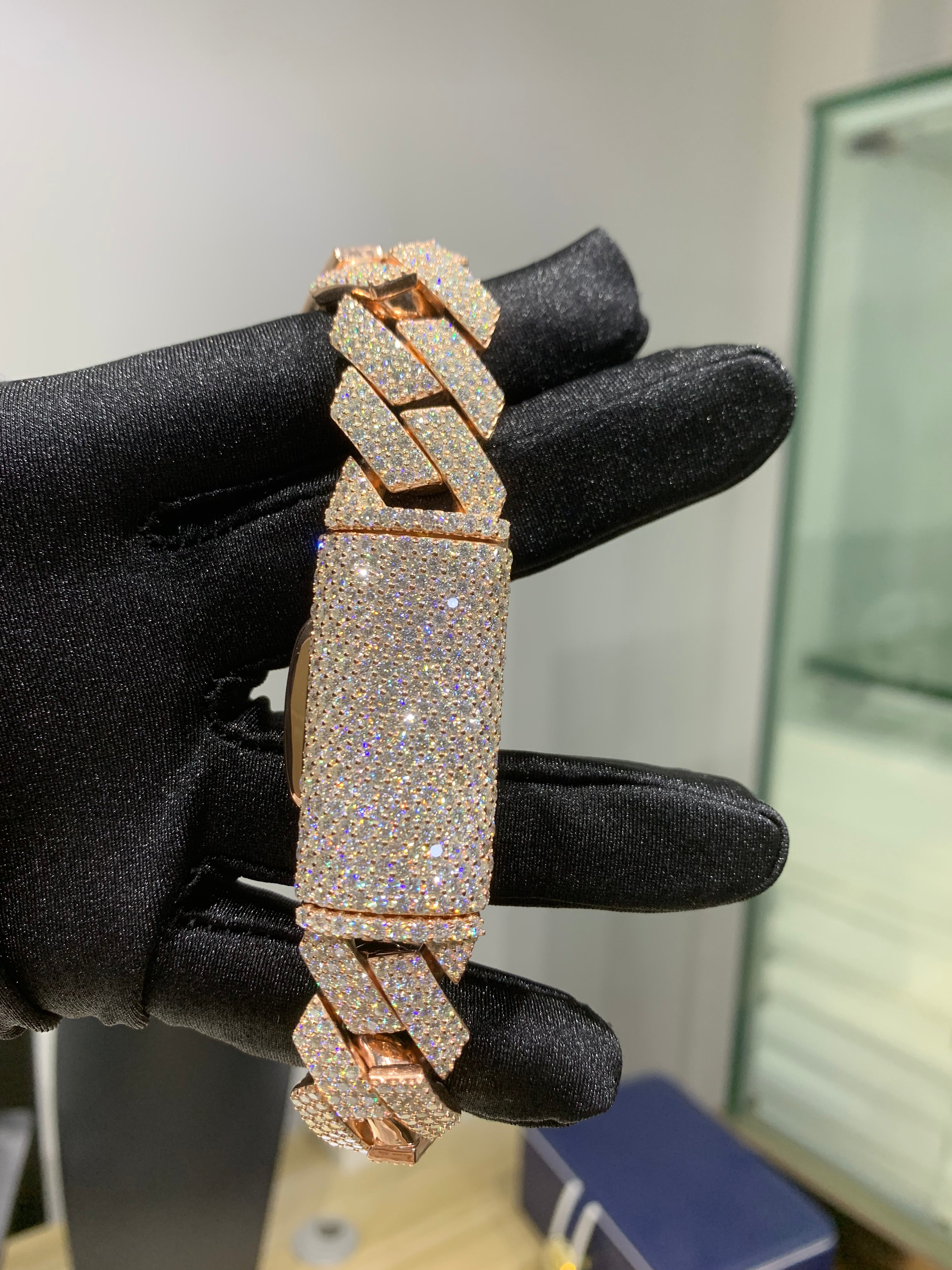 925 Sterling Silver Iced-Out Gold Cuban Link Chain Luxury VVS Stone_02