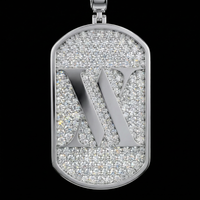 Colgante circular personalizado con corte baguette helado en piedra blanca y negra