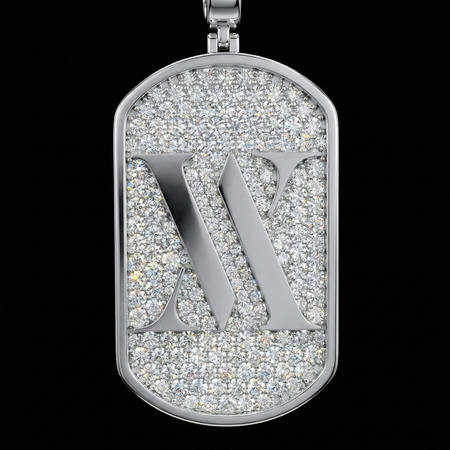 Colgante circular personalizado con corte baguette helado en piedra blanca y negra