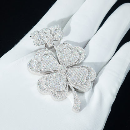Iced Four-Leaf Clover Pendant