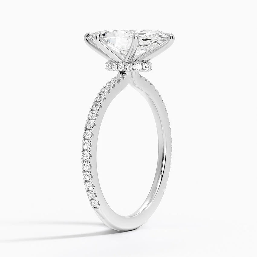 Bornreal Marquise Cut Lab-Grown Diamond Solitaire Bridal Wedding Ring.