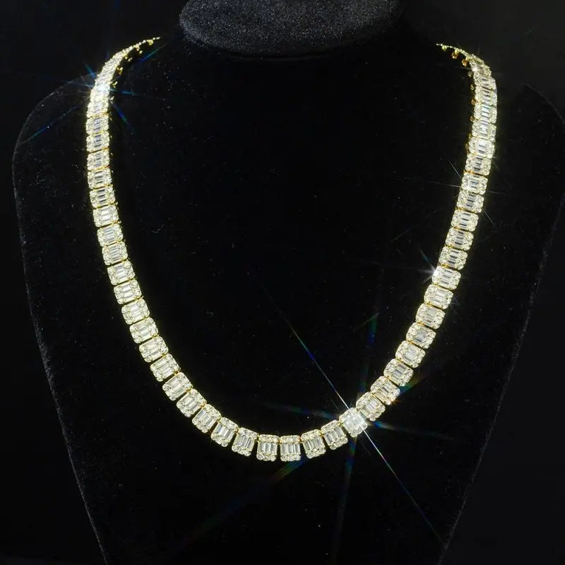 10MM Baguette VVS Moissanite Tennis Necklace