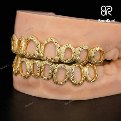 Custom Open Face With Diamond Cut And Diamond Dust Grillz