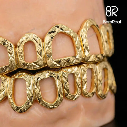 Custom Open Face With Diamond Cut And Diamond Dust Grillz