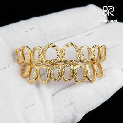 Custom Open Face With Diamond Cut And Diamond Dust Grillz