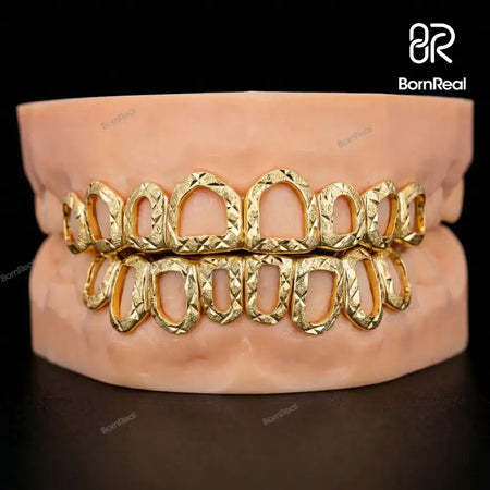 Custom Open Face With Diamond Cut And Diamond Dust Grillz