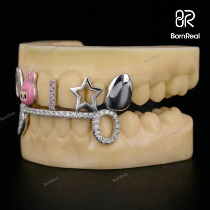 Custom Top Star & Bottom Bar Moissanite Diamond Grillz