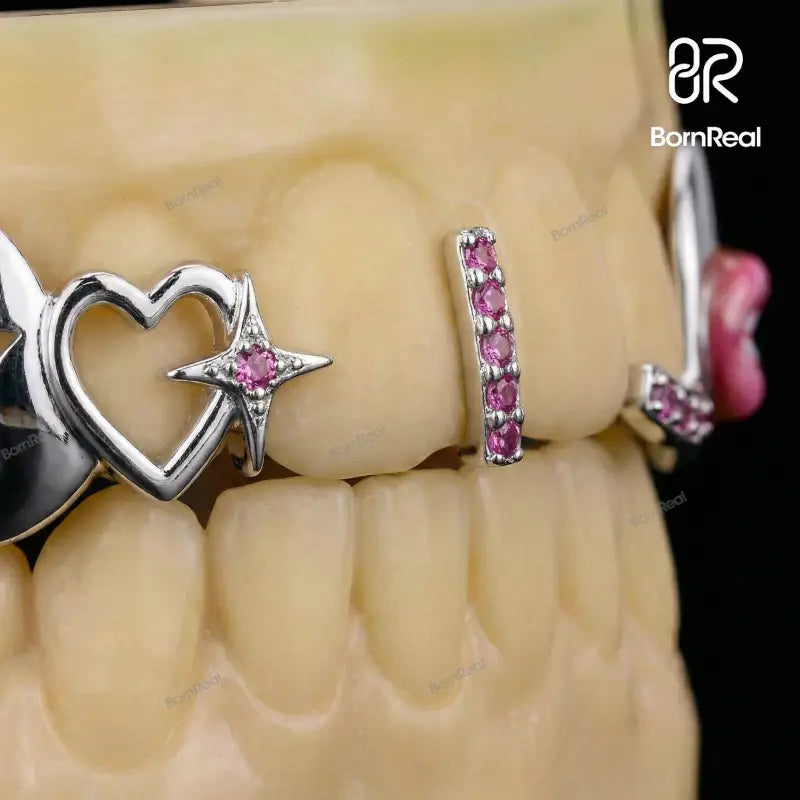 Custom Star & Lip On Cap Moissanite Grillz