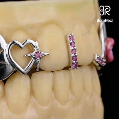 Custom Star & Lip On Cap Moissanite Grillz