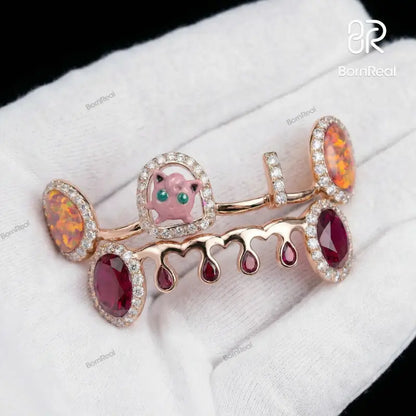 Custom Jigglypuff Style Bar Moissanite Diamond Grillz