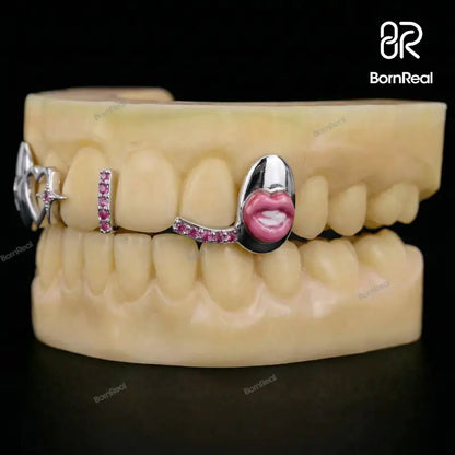 Custom Star & Lip On Cap Moissanite Grillz