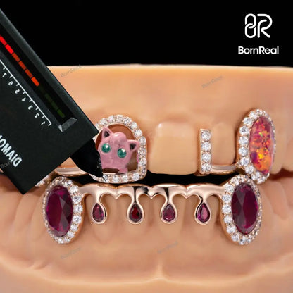 Custom Jigglypuff Style Bar Moissanite Diamond Grillz