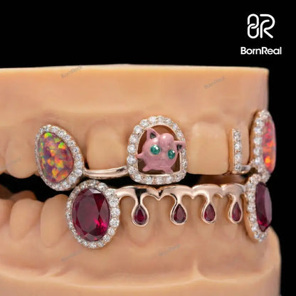 Custom Jigglypuff Style Bar Moissanite Diamond Grillz