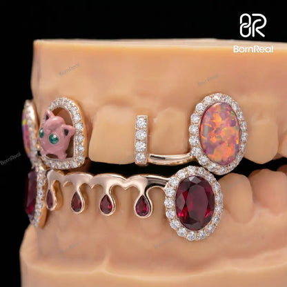 Custom Jigglypuff Style Bar Moissanite Diamond Grillz