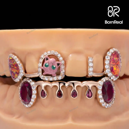 Custom Jigglypuff Style Bar Moissanite Diamond Grillz