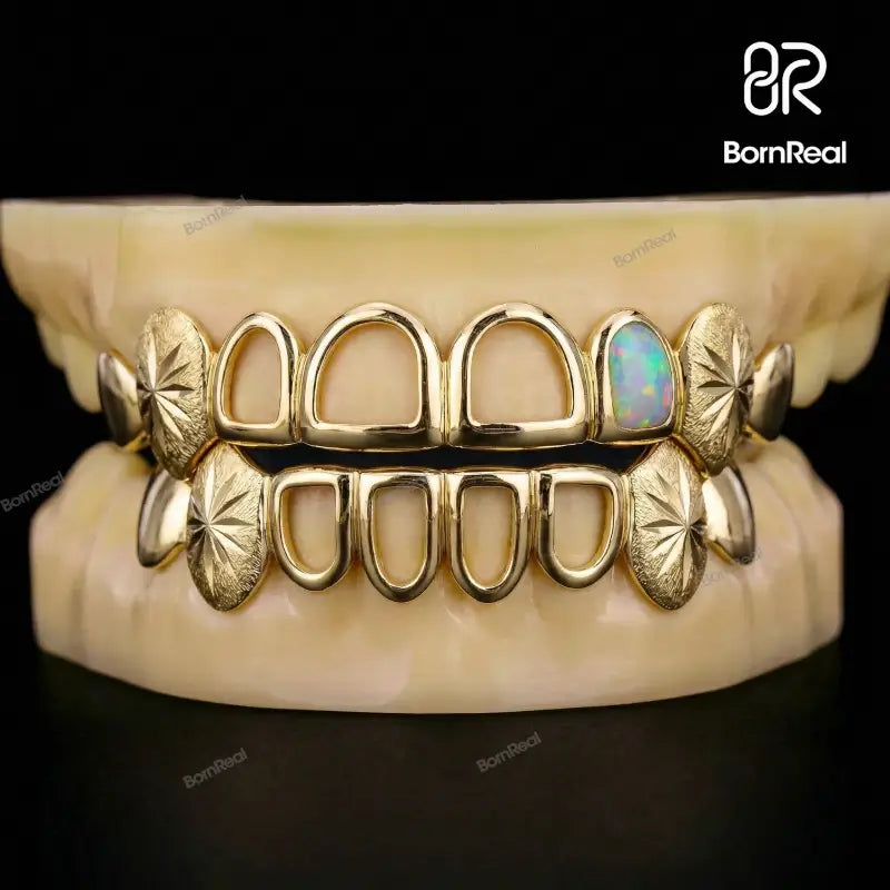 Custom Open Face W Sunburst On Fang Grillz