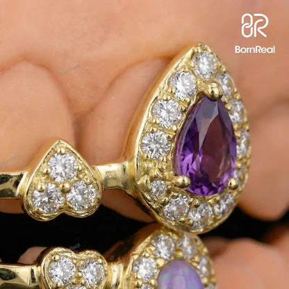 Custom Iced Heart Brace Style & Opal On Fang Moissanite Grillz
