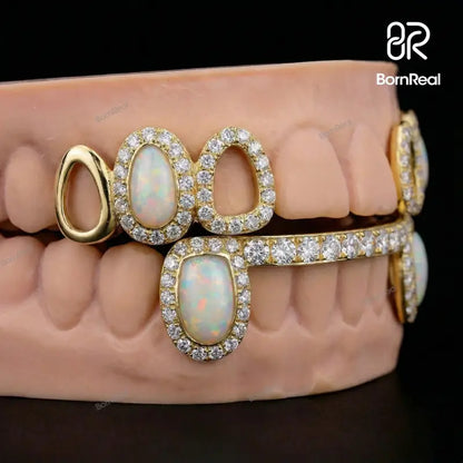 Custom Open Face With Diamond Opal Grillz