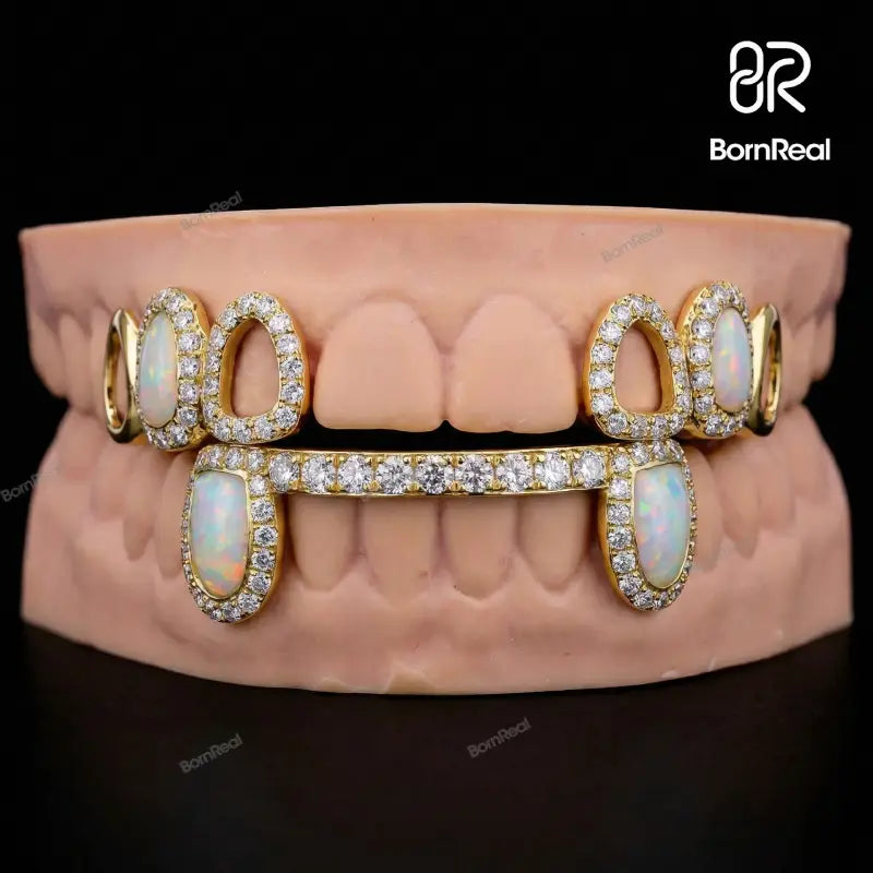 Custom Open Face With Diamond Opal Grillz