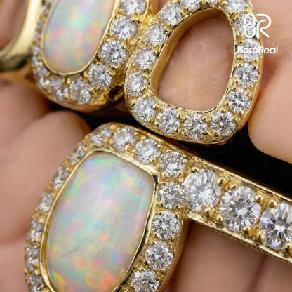 Custom Open Face With Diamond Opal Grillz