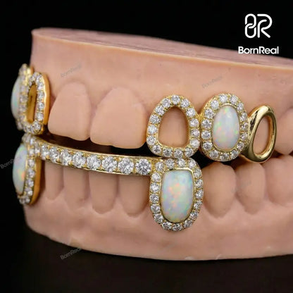 Custom Open Face With Diamond Opal Grillz