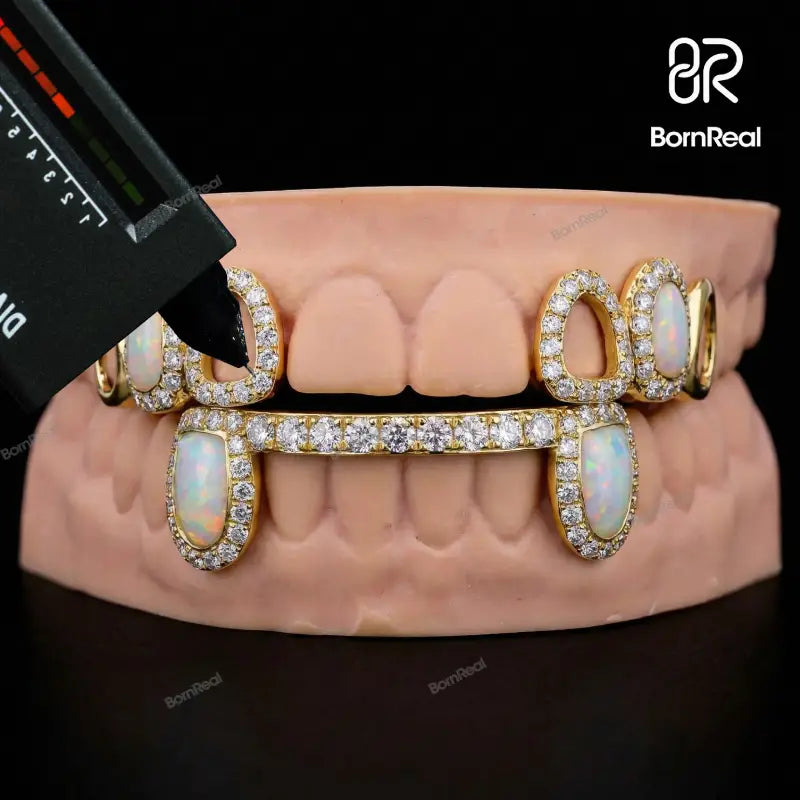 Custom Open Face With Diamond Opal Grillz