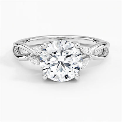 Bornreal Lab-Grown Diamond Engagement Ring Unique Rings Round Diamond.