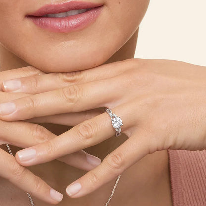 Bornreal Lab-Grown Diamond Engagement Ring Unique Rings Round Diamond.
