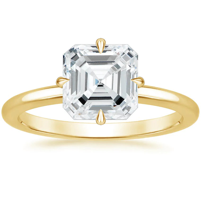 Bornreal Lab-Grown Diamond Asscher Diamond Solitaire Engagemengt Ring.