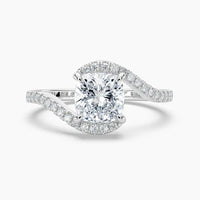 Bornreal Lab-Grown Diamond Cushion Bypass Halo Engagement Ring.