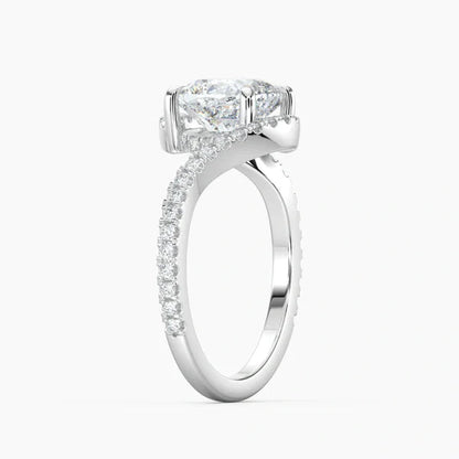 Bornreal Lab-Grown Diamond Cushion Bypass Halo Engagement Ring.
