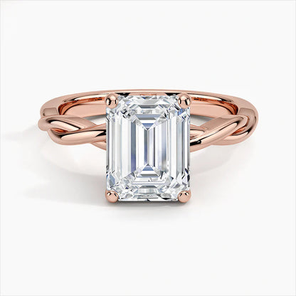 Bornreal Lab-Grown Diamond Emerald Solitaire Diamond Ring.