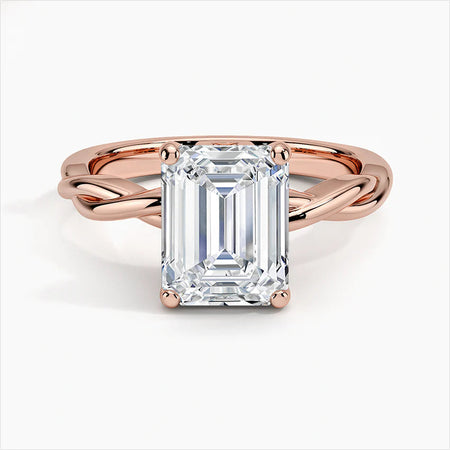 Bornreal Lab-Grown Diamond Emerald Solitaire Diamond Ring.