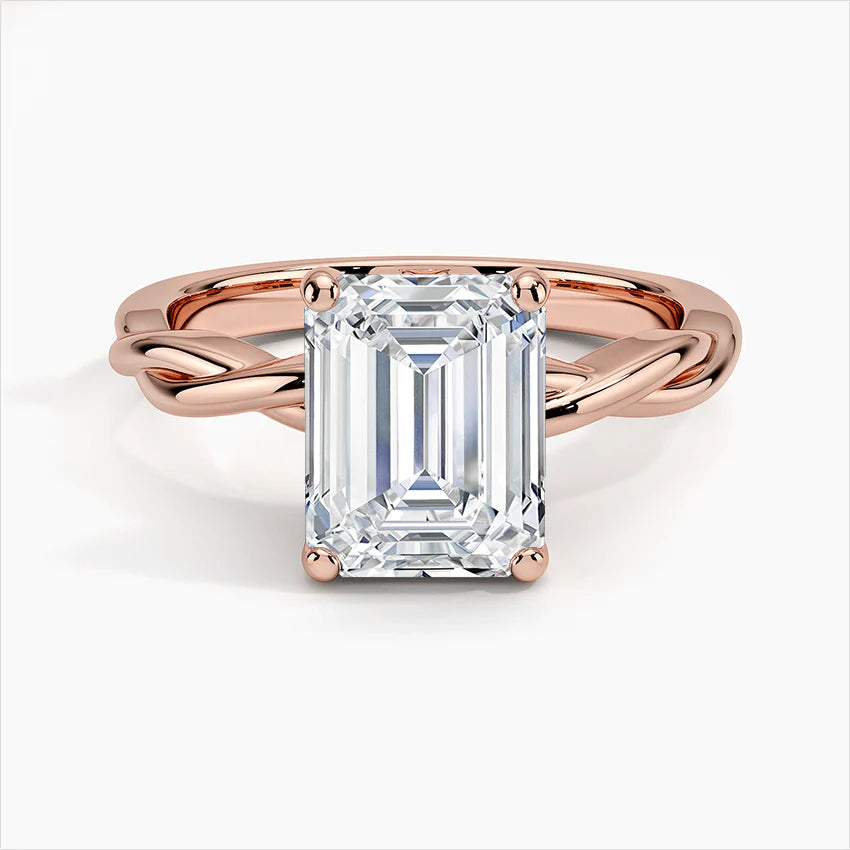 Bornreal Lab-Grown Diamond Emerald Solitaire Diamond Ring.
