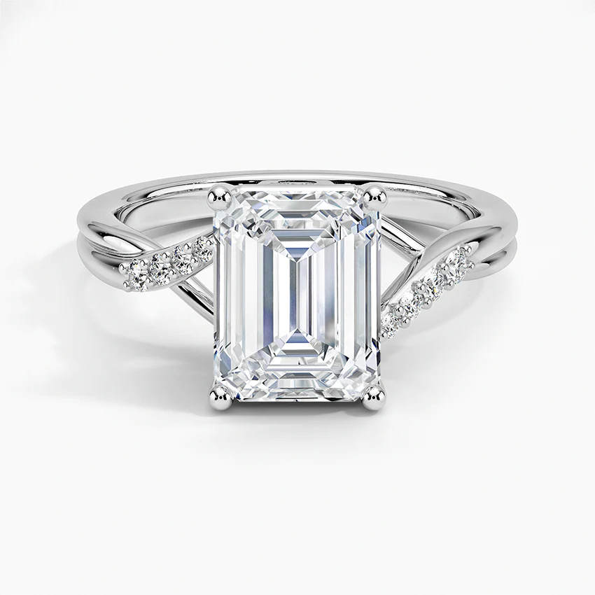 Bornreal Lab-Grown Diamond Emerald Twist Engagement Ring.