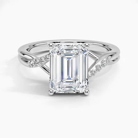 Bornreal Lab-Grown Diamond Emerald Twist Engagement Ring.