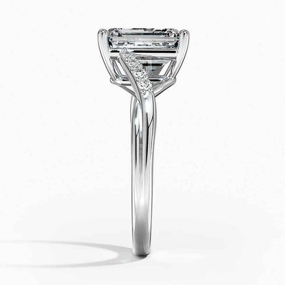 Bornreal Lab-Grown Diamond Emerald Twist Engagement Ring.