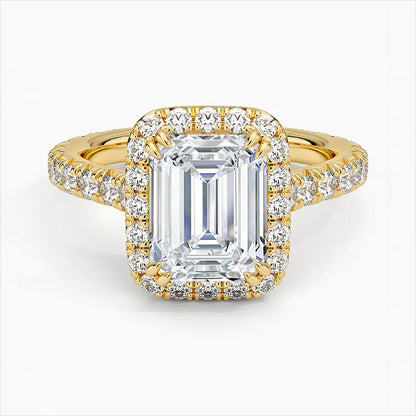 Bornreal Lab-Grown Diamond Engagement Ring Emerald Shape Lab Diamond Ring.