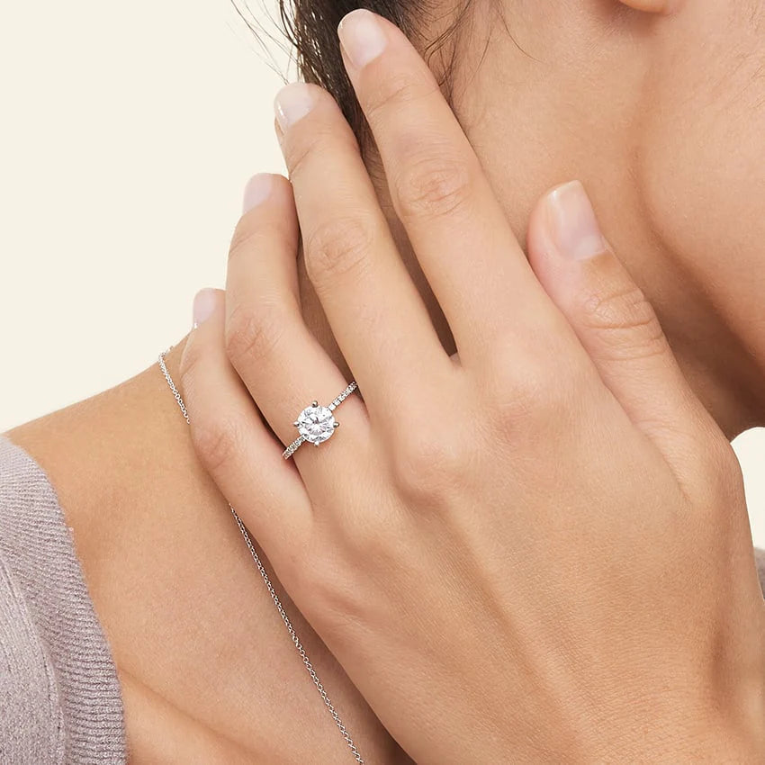 Bornreal Lab-Grown Diamond Half Coverage Round Diamond Engagement Ring.