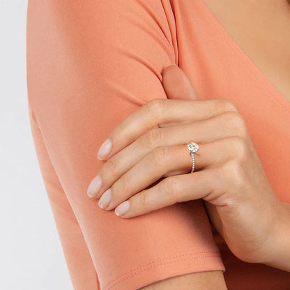 Bornreal Lab-Grown Diamond Half Coverage Round Diamond Engagement Ring.