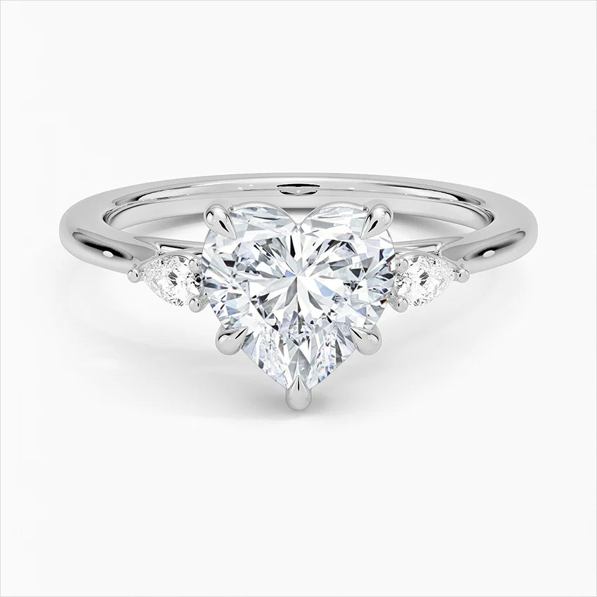 Bornreal Lab-Grown Diamond Heart Diamond Gemstone Three-Stone Customized.