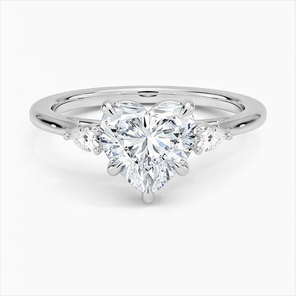 Bornreal Lab-Grown Diamond Heart Diamond Gemstone Three-Stone Customized.