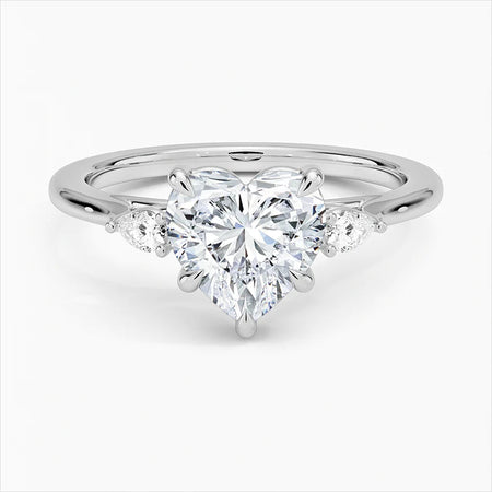 Bornreal Lab-Grown Diamond Heart Diamond Gemstone Three-Stone Customized.