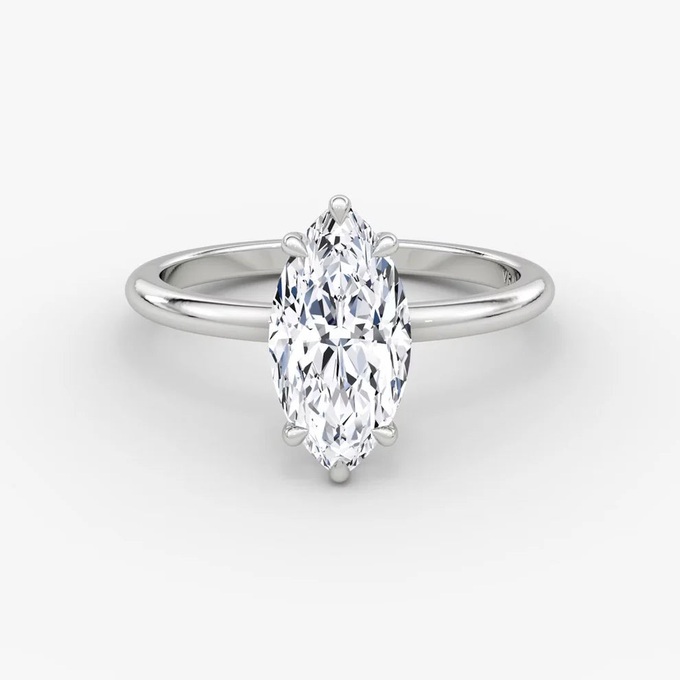 Bornreal Lab-Grown Diamond Marquise Halo Engagement Ring.