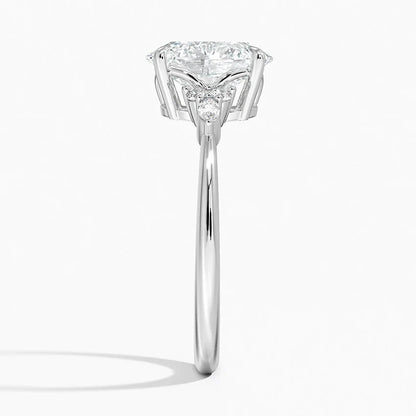 Bornreal Lab-Grown Diamond Oval Solitaire Accents Engagement Ring with Side Stone.