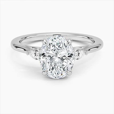 Bornreal Lab-Grown Diamond Oval Three Stone Diamond Engagement Ring.