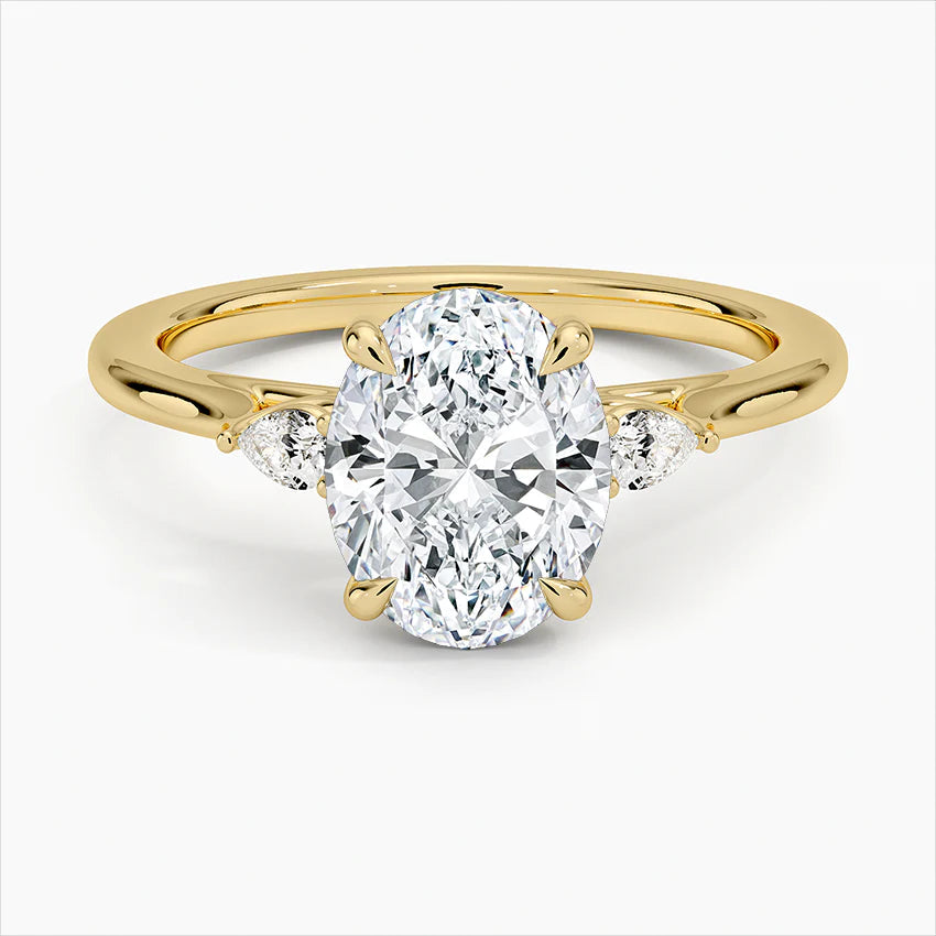 Bornreal Lab-Grown Diamond Oval Three Stone Diamond Engagement Ring.