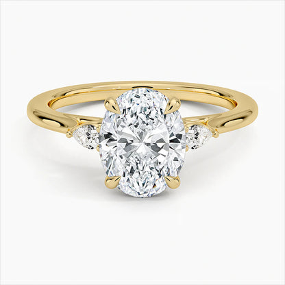Bornreal Lab-Grown Diamond Oval Three Stone Diamond Engagement Ring.