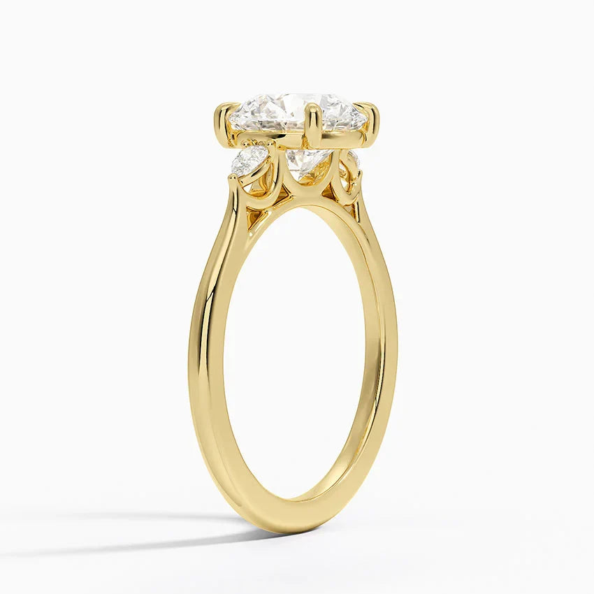 Bornreal Lab-Grown Diamond Oval Three Stone Diamond Engagement Ring.